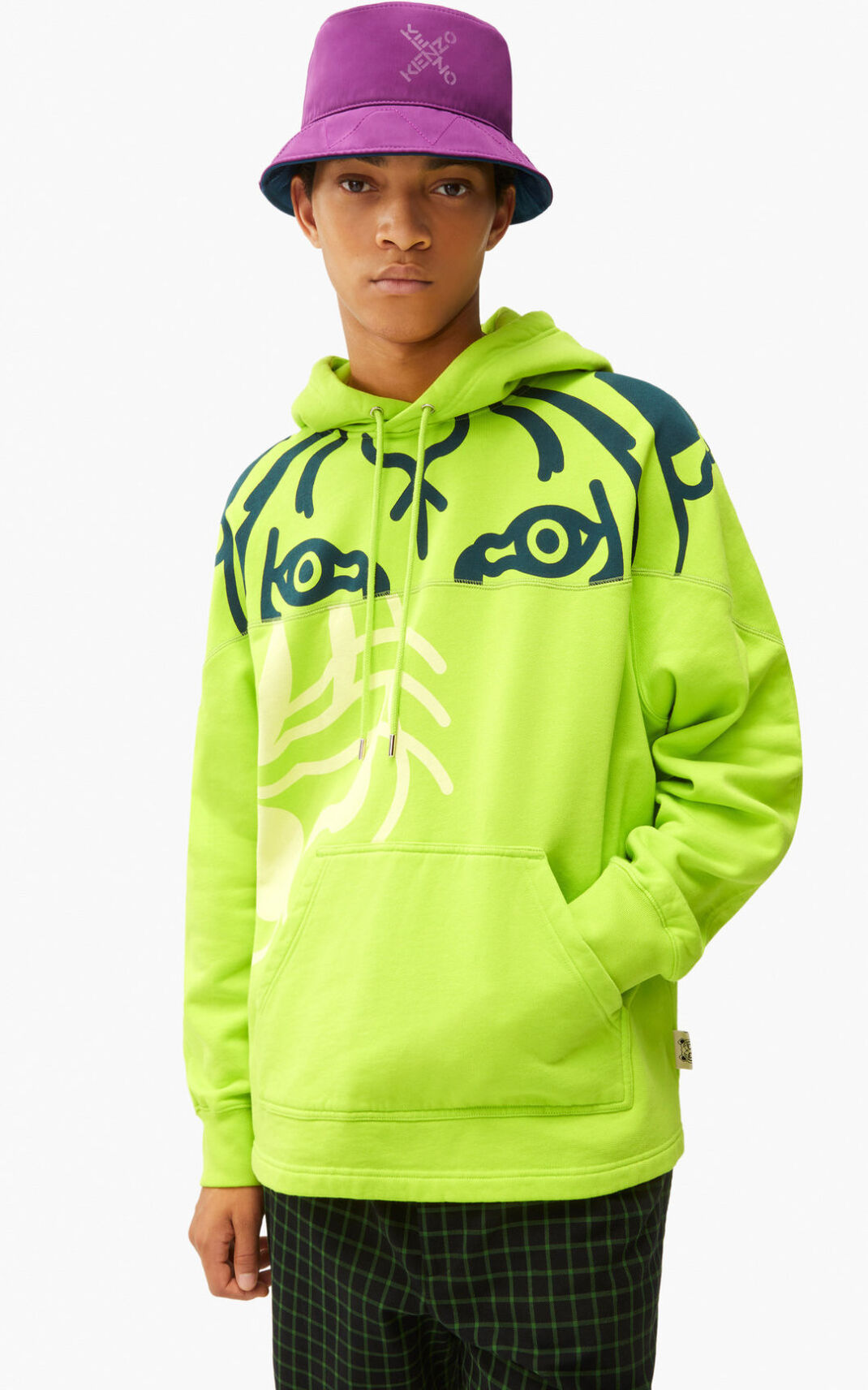 Sudaderas Con Capucha Kenzo K Tiger Hombre Verde Claro FXD732814